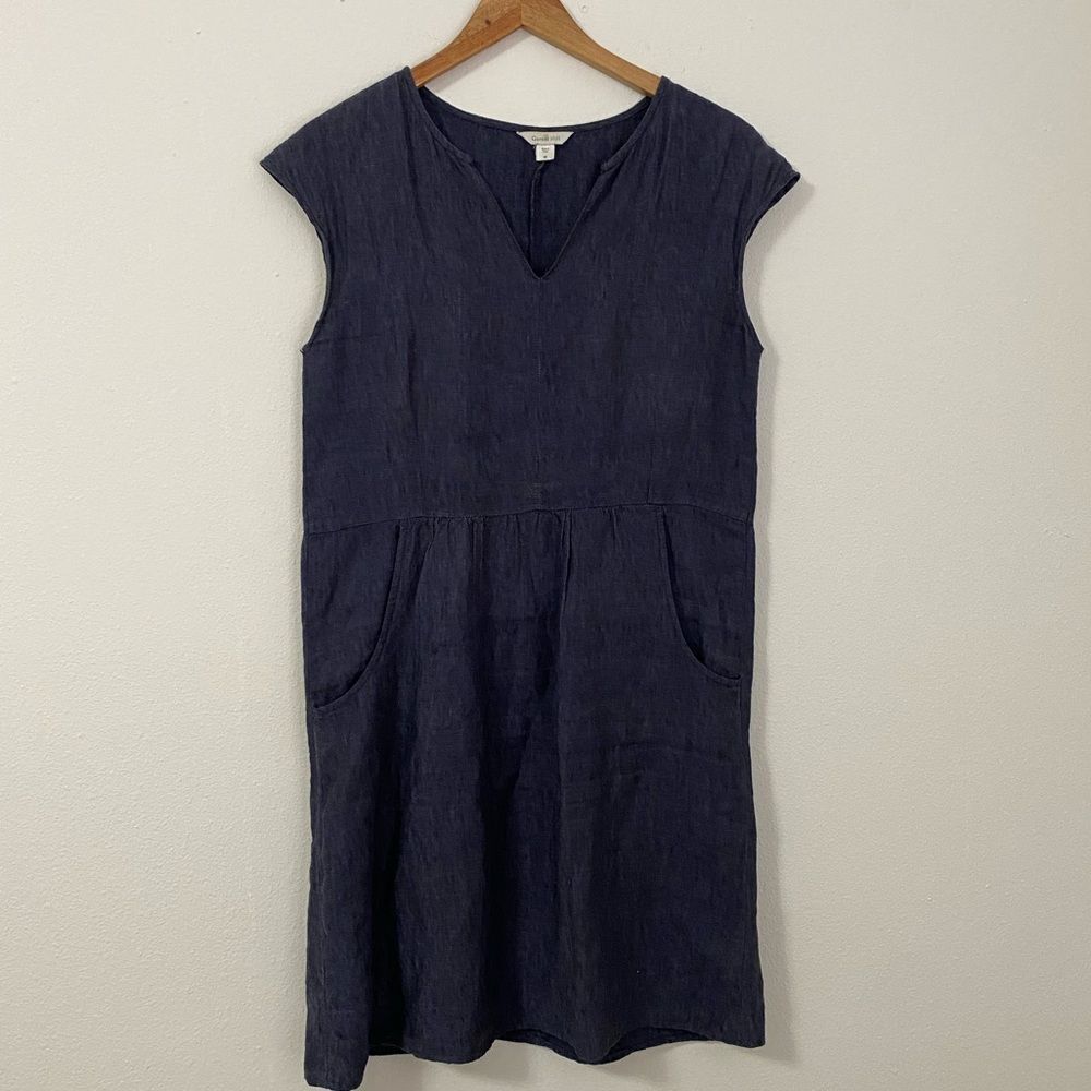 Garnet Hill 100% Linen Chambray Midi Dress Women’s Size 6